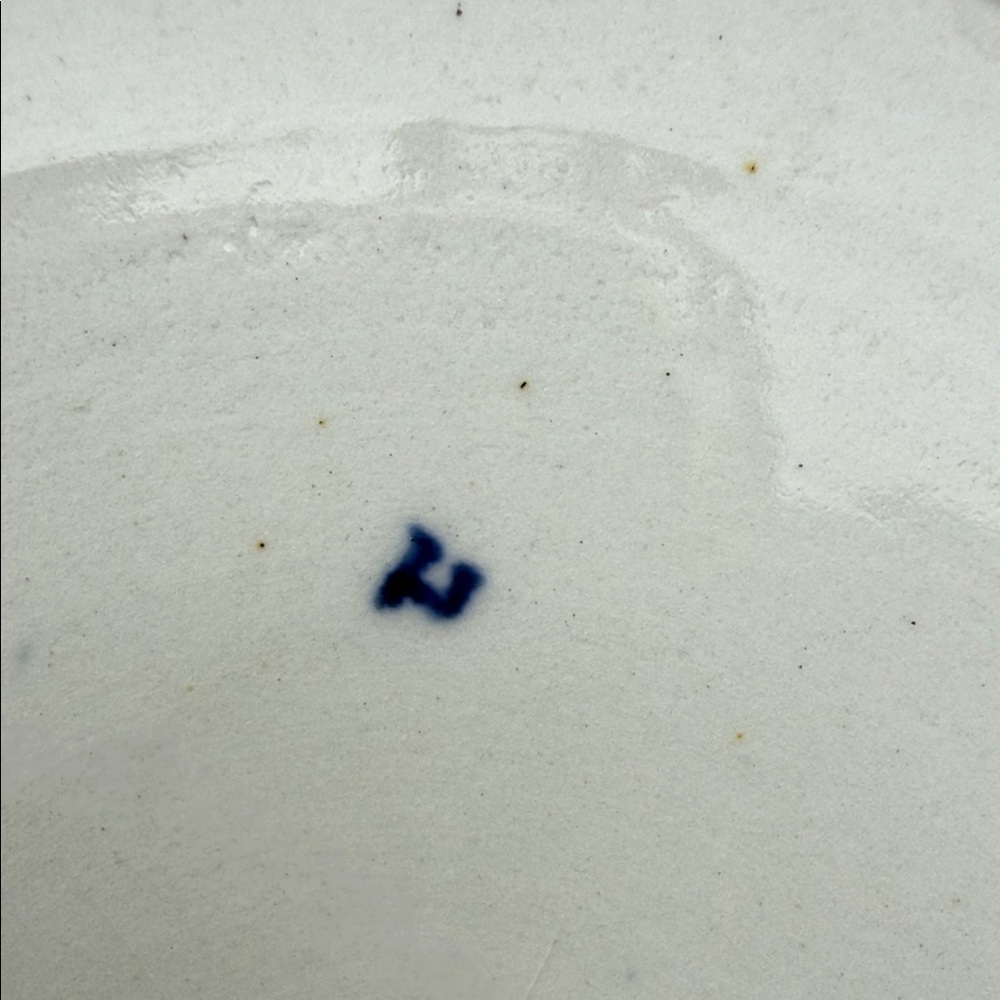 Antique English blue and white transferware pastoral scene serving bowl. - Picture 9 of 11